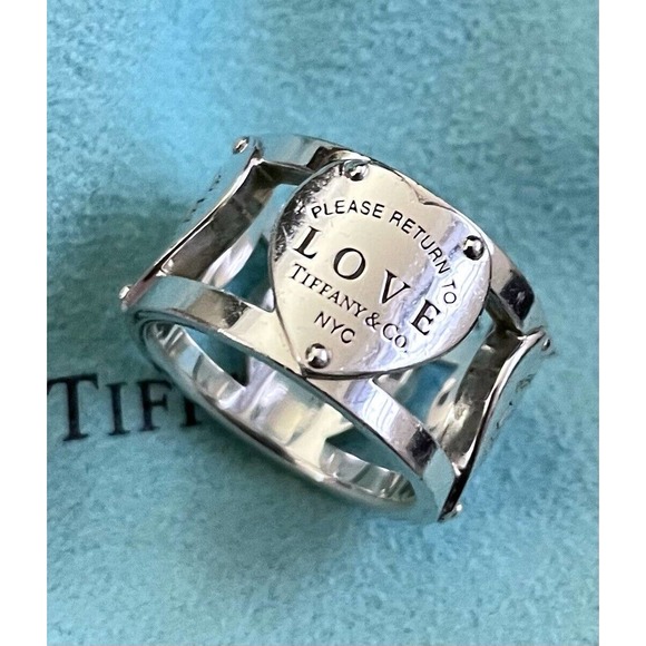 Tiffany & Co. Jewelry - Tiffany & Co. Return NY T&co Sterling Silver 925 Wide Love Band Ring Size 4.75